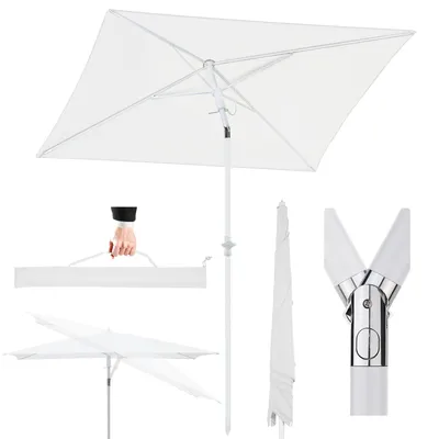 Produktbild von Sekey Balkonschirm 180 x 125 cm Rechteckig Höhenverstellbar Kippbar mit Schutzhülle UV Schutz UPF50 für Terrasse und Balkon, Creme