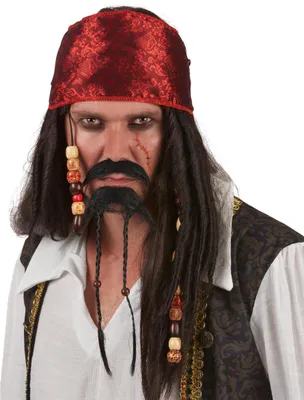 Immagine prodotto di Set barba da capitano pirata nero-marrone - taglia unica