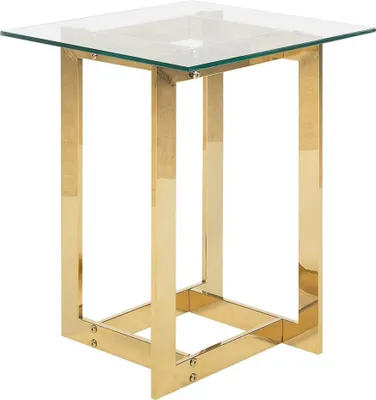 Produktbild von BELIANI Beistelltisch Gold Transparent 40 x 40 cm Glasplatte Glänzende Metallgestell Poliert Quadratisch Modern