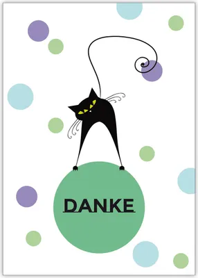 Produktbild von 4x Fröhliche Katzen Dankeskarte (blau, grün): Danke