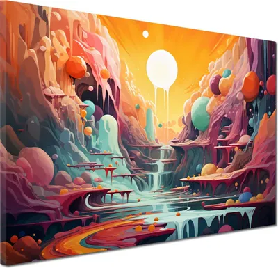 Produktbild von Surrealistische Traumlandschaft Wandbild Leinwandbild Kunstdruck XL Wanddeko: 120x80x2cm