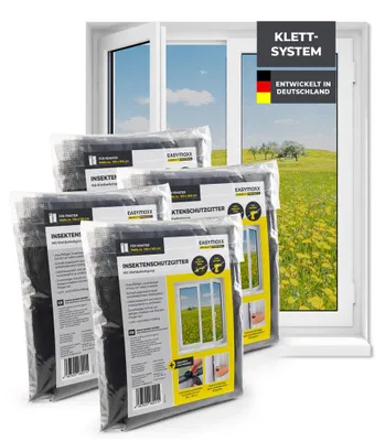 Produktbild von EASYmaxx Moskitonetz für Fenster mit selbstklebendem Klettband 4er-Set - 150x180cm