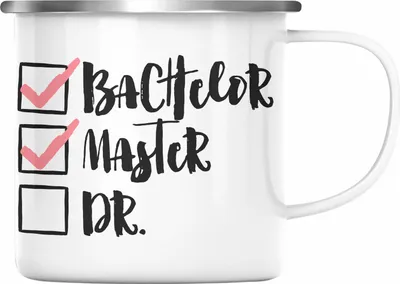 Produktbild von Trendation - Master Abschluss Geschenk Emaille Tasse Bestanden Studium Prüfung Graduation - Bachelor Master Doktor (Silber)