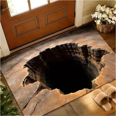 Obrázek produktu pro Uniqoos® 3D koberec, 50 x 80 cm – Optická iluze, protiskluzová podložka pro vnitřní i venkovní použití, vyrobená z polyesterových vláken, obdélníkový tvar, ideální do chodby a obývacího pokoje (styl 2)