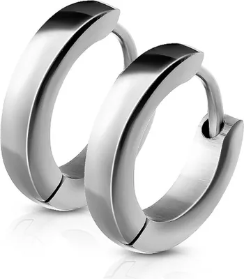 Produktbild von 1 Paar Creolen Klappcreolen Schmal Ohrringe Edelstahl Herren Damen Autiga® silber
