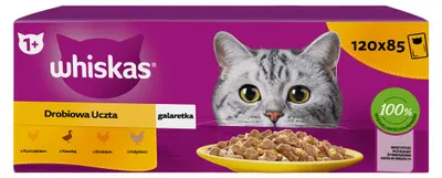 Produktbild von WHISKAS Festmahl in Gelee Geflügel – Nassfutter für Katzen – 120x85g