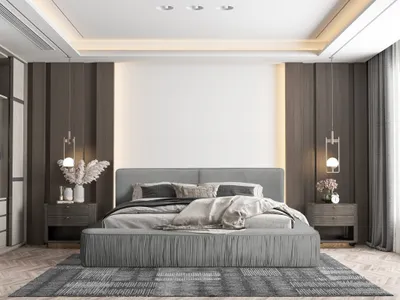 Produktbild von Polsterbett Doppelbett LEXIE 180x200cm in Stoff Riviera Grau