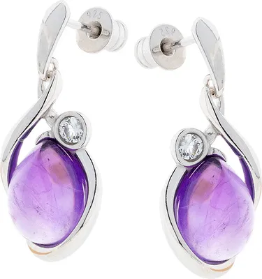 Produktbild von Ohrhänger aus 925 Silber mit Amethyst und Zirkonia, Silberschmuck Damen