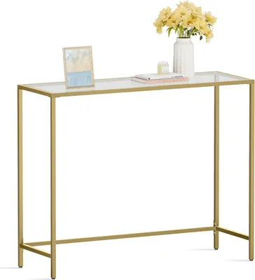 Produktbild von Songmics Konsolentisch Hartglas Modern Verstellbar Wohnzimmer Gold