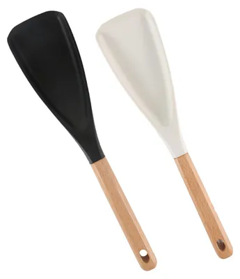 Produktbild von Silikonspatel mit Holzgriff, hitzebeständig, multifunktional, antihaftbeschichtet, Küchenhelfer zum Kochen, Rühren und Backen