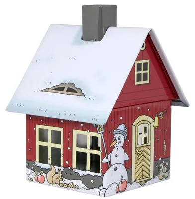 Produktbild von Crottendorfer Räucherhaus aus Metall " Winterhaus" in Rot - Größe ca. 10cm, für Räucherkerzen Größe M (Standard) - 2207