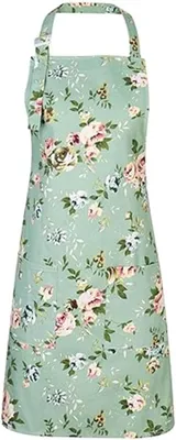 Produktbild von Verstellbare, wasserdichte Küchenschürze mit Blumenmuster für Damen, ideal zum Kochen, Backen und für den täglichen Gebrauch.