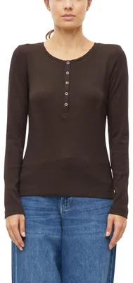 Produktbild von s.Oliver RIPP-Langarmshirt mit Knopfleiste im Slim Fit – Größe 46, 8944_dunkelbraun