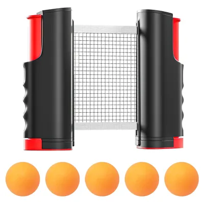 Productafbeelding van Uittrekbaar Draagbaar Tafeltennisnet - Pingpong Net - Ideaal voor Binnen en Buiten - Zwart - Inclusief Tafeltennisballen - Geschikt voor...