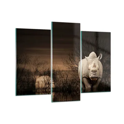 Produktbild von Bilder auf glas - Tier Nashörner Insekten - 130x100cm - Glasbilder - Wandbilder - Kunstdruck - zum Aufhängen bereit - Wanddekoration aus Glas - Glas Bilder - Wandbild auf Glas - GCB130x100-0307
