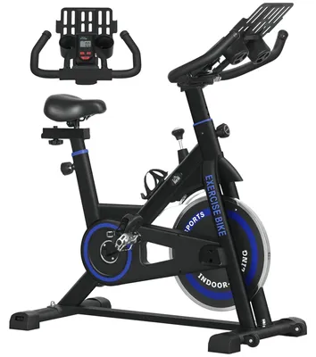 Image de Vélo d'appartement - Vélo de fitness stationnaire - Résistance réglable - Écran LCD - Entraînement cardiovasculaire - Unisexe - Bleu