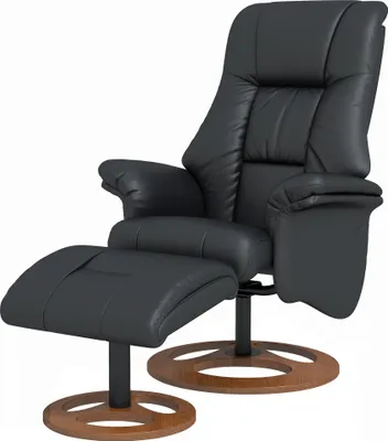 Produktbild von Relaxsessel mit Ottomane, Sessel mit Fußhocker, verstellbare Rückenlehne, 77 cm x 89 cm x 110 cm, Schwarz