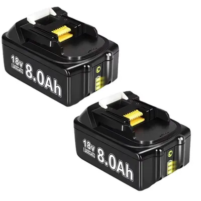 Image de Batteries lithium-ion 18V 8Ah, compatibles avec les chargeurs Makita BL18. (Lot de 2)