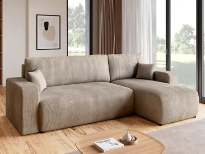 Produktbild von BroMARKT Ecksofa PUMI Schlaffunktion Bettkasten L-Form 125x200 cm Beige