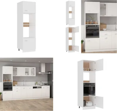 Obrázek produktu pro vidaXL Mikrovlnná skříňka bílá 60x57x207 cm materiál na bázi dřeva - Mikrovlnná skříňka - Mikrovlnné skříňky - Kuchyňská skříňka - Kuchyňské skříňky