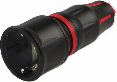 Produktbild von PCE Schutzkontaktkupplung TopTaurus2, schwarz/rot, mit LED