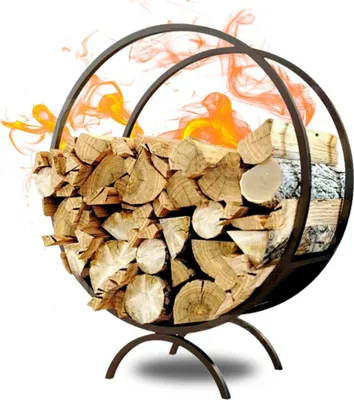 Produktbild von DELUKE® Brennholzregal innen Metall FUSI | Rund, Schwarz | Kaminholzständer Feuerholzregal Kaminholzhalter Holzständer Holzhalter innen Holzlager