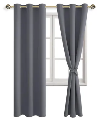 Verdunkelnde Vorhänge mit Ösen, Grau, 2 Stück, 228x117 cm
