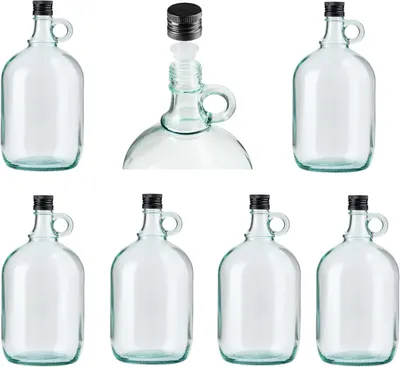 Produktbild von 6 x 2L Flasche mit rundem Griff + Aussgießer Essig-Öl-Met-Honig Flasche