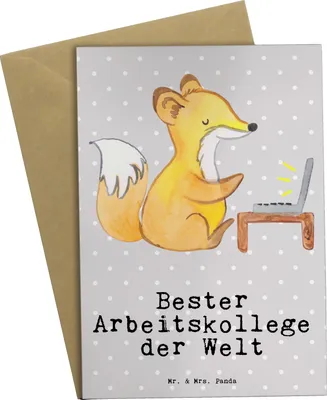 Produktbild von Mr. & Mrs. Panda neujahrskarte Fuchs Bester Arbeitskollege der Welt - Grau Pastell - Geschenk, Dankeschön, vatertagskarte, weihnachtskarten, glückwunschkarten, Beruf