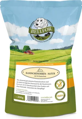 Produktbild von Bellfor Gesunder Hundesnack Kaninchenohren ohne Fell - Natur - 200 g
