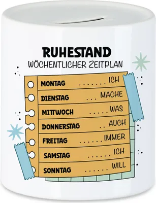 Produktbild von Ruhestand Wöchentlicher Zeitplan Spardose Wochenplan Zeitplan Ruhestand Pension Plan Tagesstruktur Rente