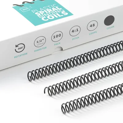 Obrázok produktu pre Spirálové väzby Binditek, plastové, 12 mm, kapacita 90 strán, rozstup 4:1