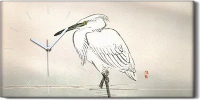 Produktbild von Wanduhr Bürouhr Leinwand Bild 60x30 Malerei Asiatische Tier Vogel Kunst - weiße Hände
