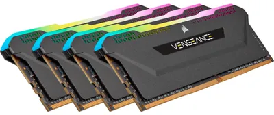 Produktbild von DIMM 128 GB DDR4-3200 (4x 32 GB) Quad-Kit (schwarz, CMH128GX4M4E3200C16, Vengeance RGB PRO SL, INTEL XMP)