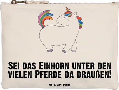 Produktbild von Mr. & Mrs. Panda Schulmäppchen Einhorn Stolzieren Grösse XL Große - Weiß - Geschenk, Schlampermäppchen, Waschtasche, Pouch, Stolz, Kulturbeutel, Unicorn, Einhörner, Pferd
