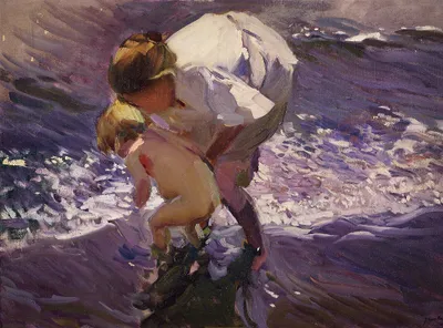 Produktbild von Legendarte - Kunstdruck auf Leinwand - Baden am Strand Joaquín Sorolla - Wanddeko, Canvas cm. 60x80