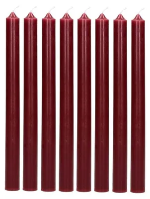 Zdjęcie produktu dla Zestaw 8 świec Pomax, wykonanych z wosku parafinowego, kolor bordo, średnica 2,2 cm, wysokość 25 cm