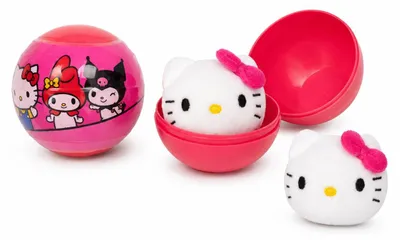 Produktbild von Hello Kitty and Friends Mystery Kapsel Plüschfigur, 1 zufällige Sammelfigur in Kugel, ca. 5,5 x 6 cm, weicher Mini Plüsch, Überraschungsfigur für Kinder, Geschenkidee