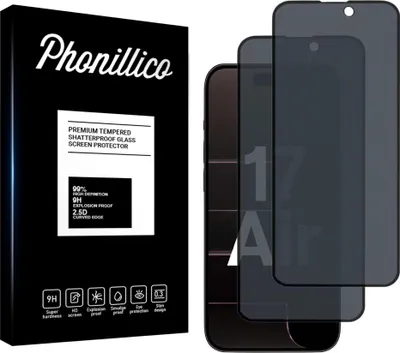 Produktbild von Hartglas Anti-Spy für iPhone 17 AIR [2 Stück] Schwarze Displayschutzfolie Screen Protector Film Privacy Anti-Kratzer Glas Resistant Phonillico®