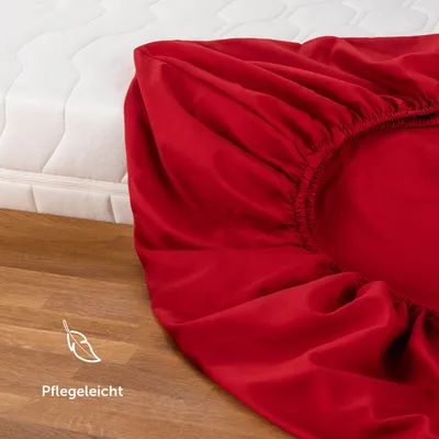 Produktbild von Blumtal Spannbettlaken 180x200 cm – Atmungsaktives Mikrofaser Bettlaken in Rot – Weiches Spannbetttuch für maximalen Komfort