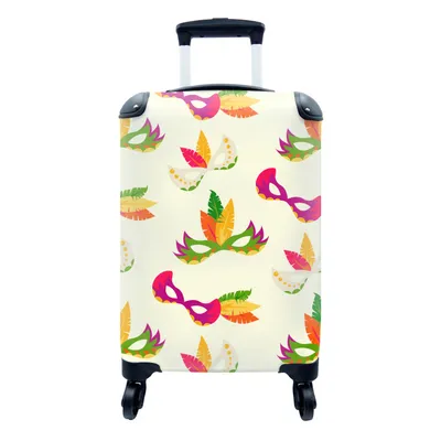 Produktbild von MuchoWow® Koffer Handgepäck Trolley Rollkoffer Kleine Reisekoffer mit 4 Rollen - Karneval - Masken - Cabin Size < 55x40x23 cm & 55x40x20 cm - Fotokoffer - Kabinenkoffer - Boardgepäck - Reise-Box - Reisekoffer - Reisegepäck - Koffer mit Bild - Trolley für Kinder