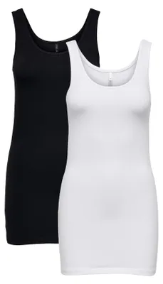 Produktbild von ONLY Langes Tank Top 2-er Stück Pack Ärmelloses Shirt Basic Set ONLLIVE Größe: L