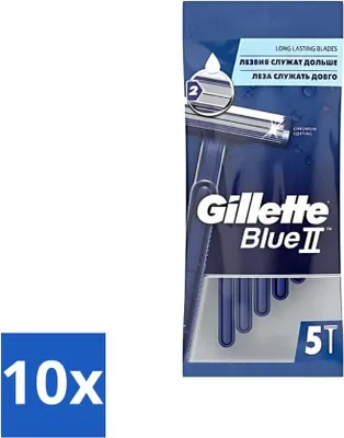 Obrázek produktu pro Jednorázový holicí strojek Gillette Blue II - přesnost a pohodlí - 5 břitů - výhodné balení - 10 kusů