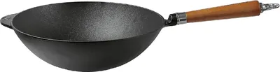 Zdjęcie produktu dla RONNEBY BRUK Maestro żeliwna patelnia wok z brązowym uchwytem z drewna bukowego Ø32cm