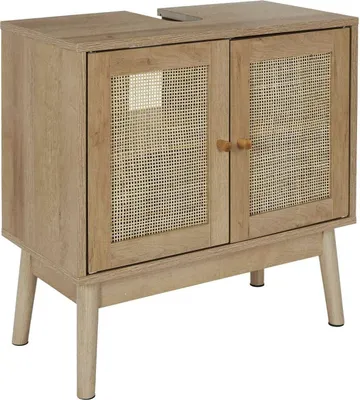 Obrázek produktu pro HowHomely | Toaletní stolek - 70 x 60 cm - Ratanové čelo - Béžová barva