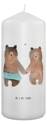 Produktbild von Mr. & Mrs. Panda Kerze Bär Freundin 19 x 8 cm - Weiß - Geschenk, Erinnerungslicht, Zylinderkerze, Blockkerze, Teddy, Erinnerungskerze, Stumpenkerze
