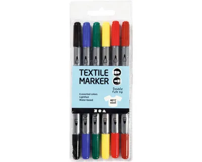 Produktbild von Textil-Marker 2.3+3.6 mm Strichstärke, sortiert, 6 Stk.