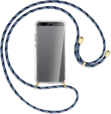 Produktbild von Handykette Backcover-Schutzhülle mit Band (Metall goldfarben) für Huawei P10 Plus - Blautöne