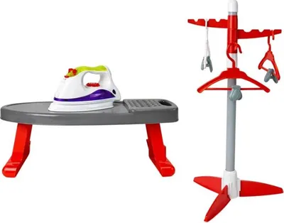 Obrázek produktu pro LEAN Toys 6862 Dětská žehlička na baterie + žehlící prkno + stojan s ramínky