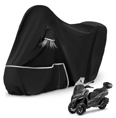 Image de Housse de protection pour moto, modèle extérieur, pour Piaggio MP3 400/500 avec coffre, imperméable, en tissu Oxford 420D, de couleur noire